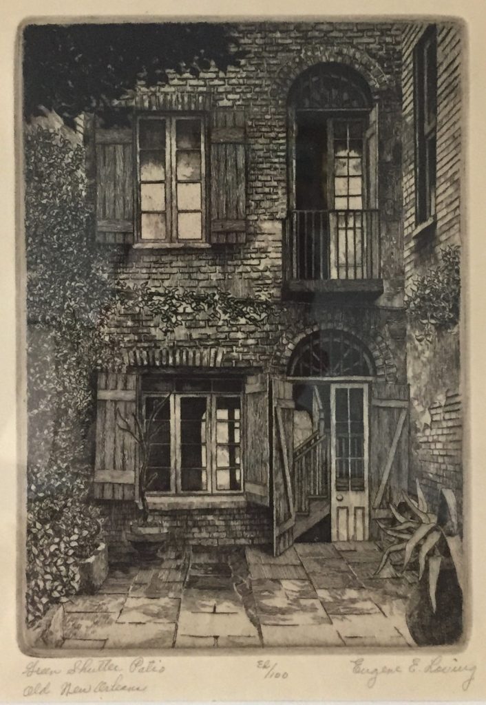 633 Royal Street New Orleans Courtyard Etching by Eugene Loving